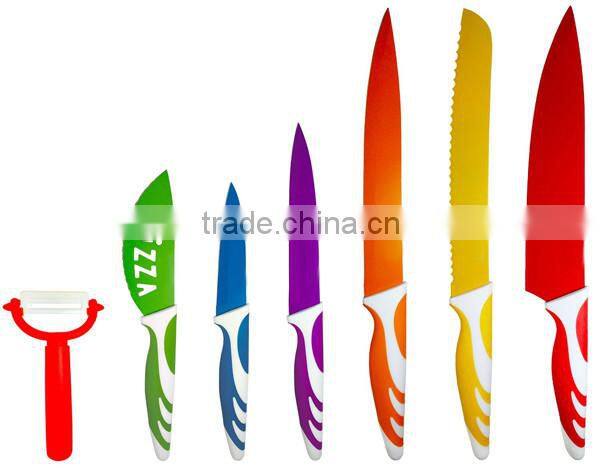 7 Piece Kitchen Knife Set - Color Coded Kitchen Knives with Soft-touch Handles
