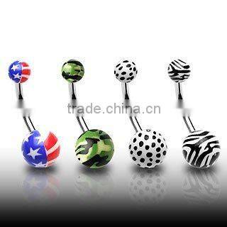 Purple Fancy Heart Flower Belly Ring Body Jewelry Navel Jewelry