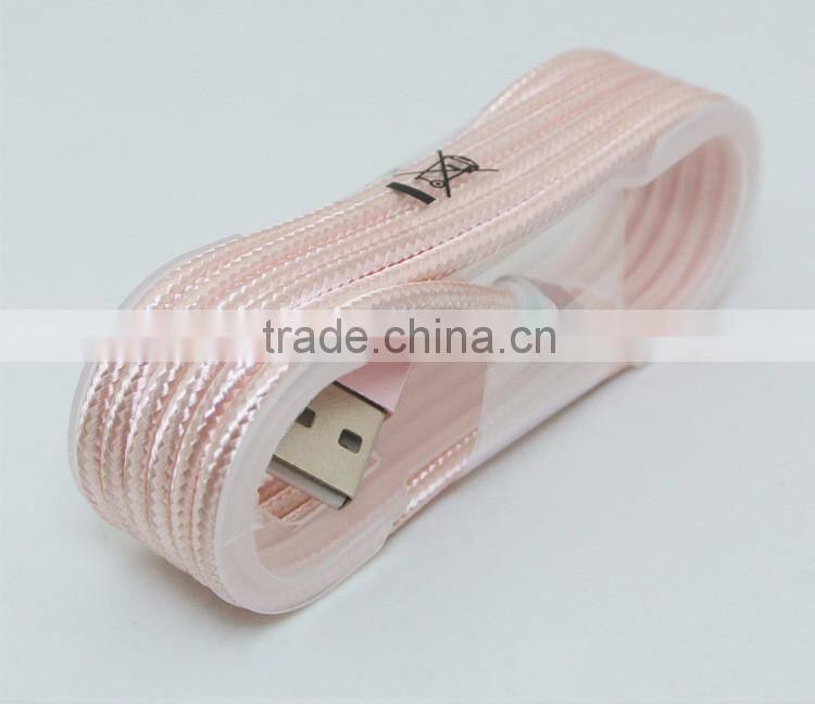 Metal Nylon Woven USB Cable with blister for I6 phone cable OD 3.5mm