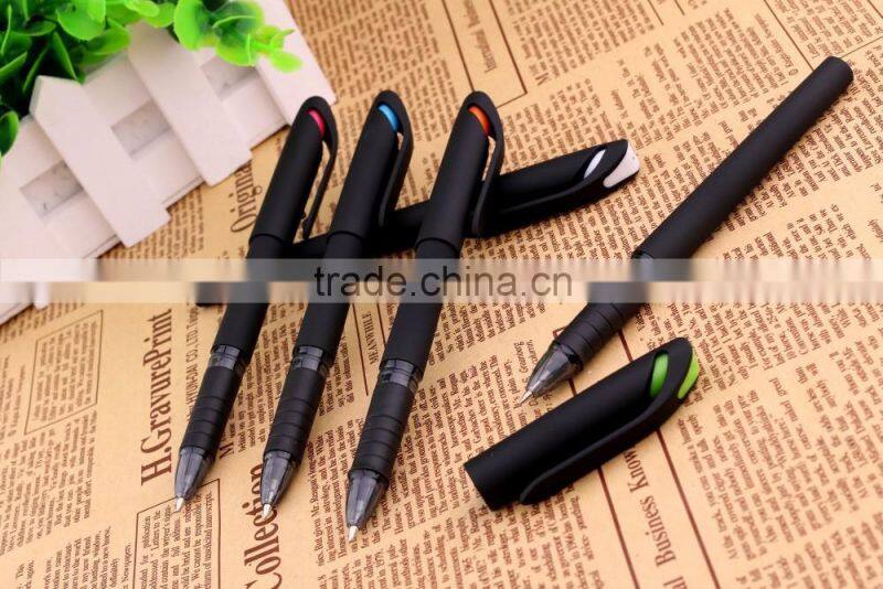 Factory price solid color promotional plastic logo gel ink pen with cap