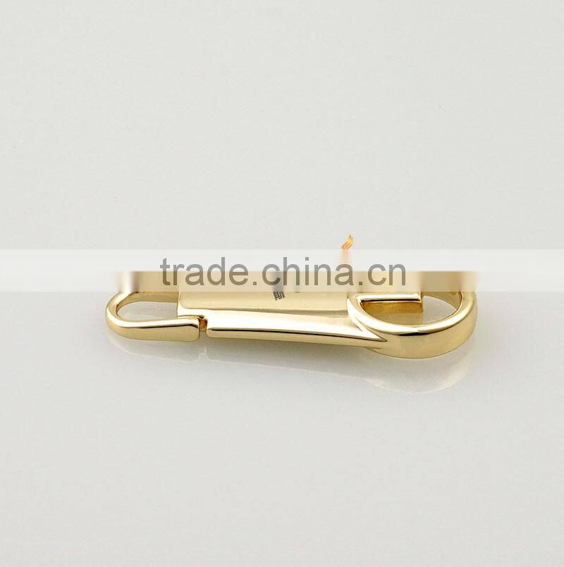 Electroplated swivel shiny light gold custom metal zipper puller