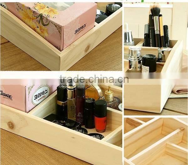 Customized Handmade make up wooden box with mirror