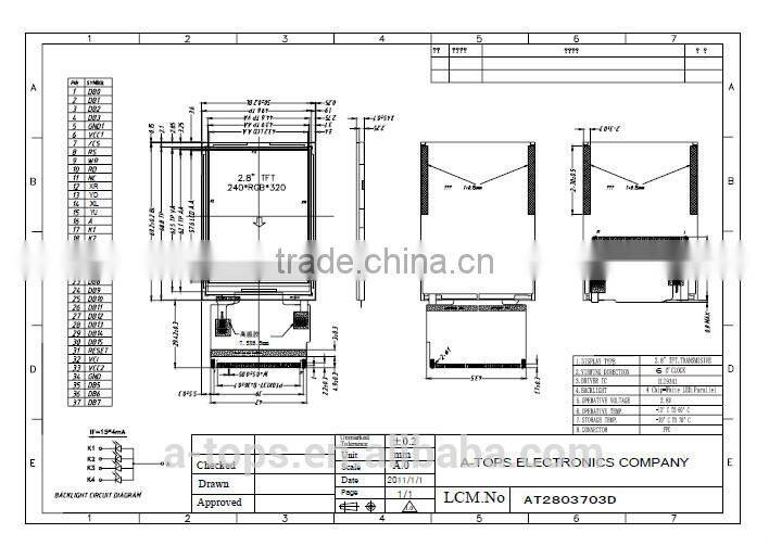 2.8inch industrial color screen 240*320(QVGA) with touchscreen