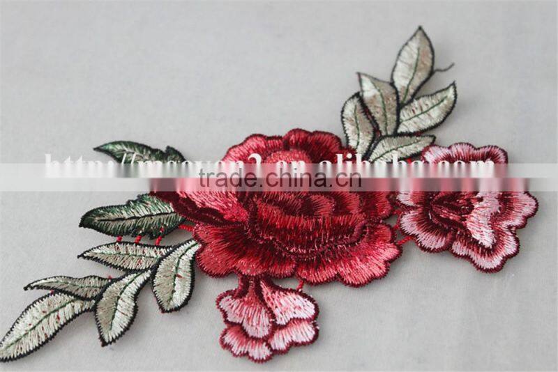 2016 hot sale polyester knitting fabric embroidery patch flower printing for ladies