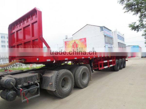 3 Axles Heavy Duty Flatbed Semi Trailer 50Ton with Front Sideboard