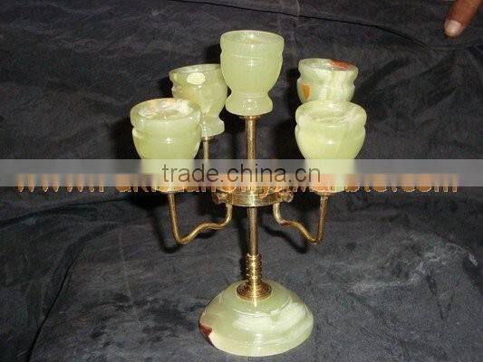 NATURAL 2017 New Items ONYX CANDLE HOLDERS STANDS BRASS WORK
