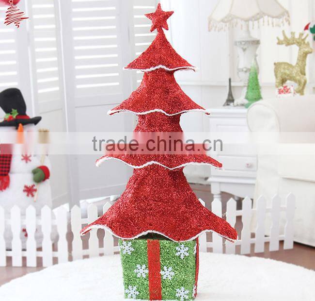 Indoor small glitter rope gift box decorated tabletop christmas tree