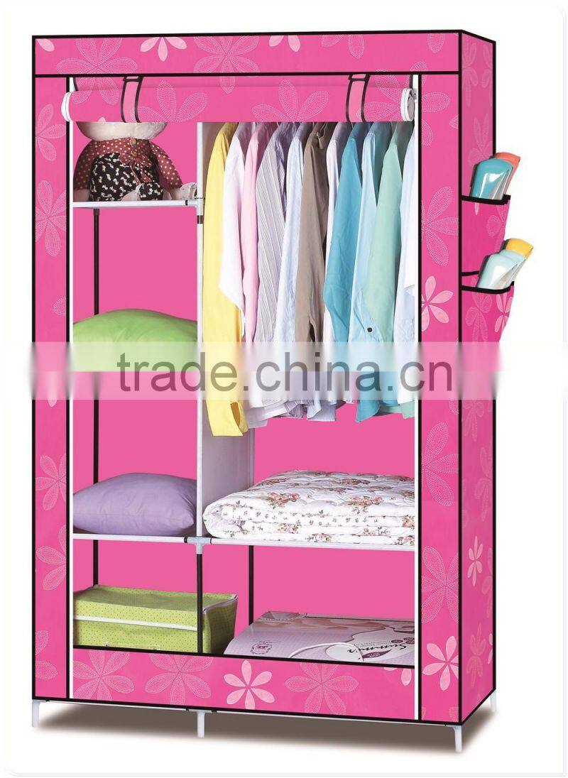 Single Canvas effect Wardrobe Clothes Storage Cabinet