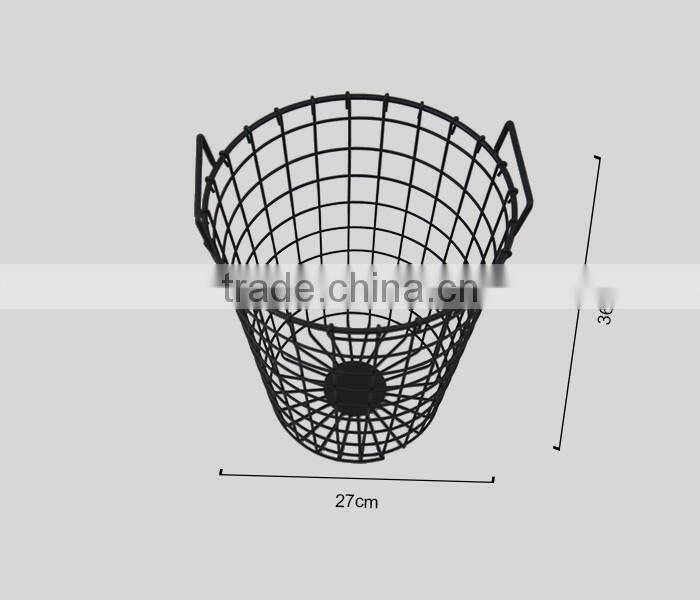 Metal Wire Laundry Basket, Black Spray