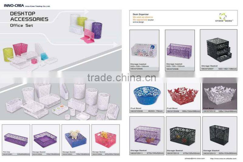 Flower Pattern Metal Puched Storage Basket for Kid Toys/Red Storage Basket with lids