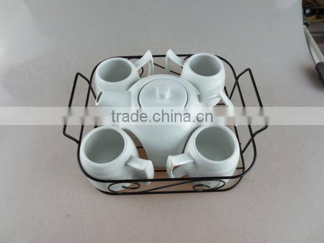 porcelain coffee set with iron basket
