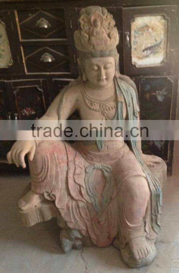 hand carved wooden Kuanyin wooden statue