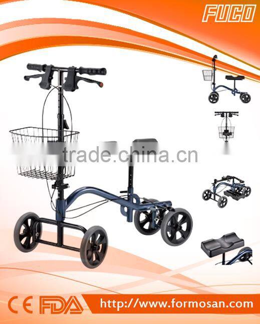 FOLDABLE KNEE WALKER WITH REMOVABLE BASKET/STEEL KNEE SCOOTER "MIT" Hot in US