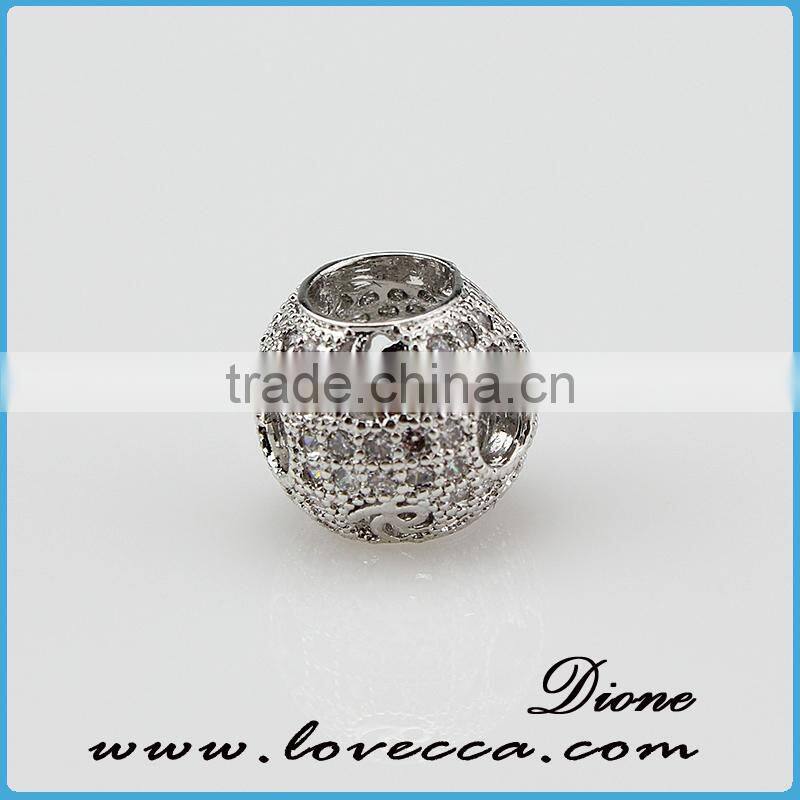 Fox design silver zircon jewelry, zircon beads for necklace pendant decor