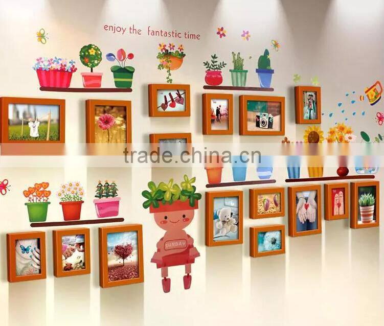 creative free combination hot sale wooden wall hanging photo frames
