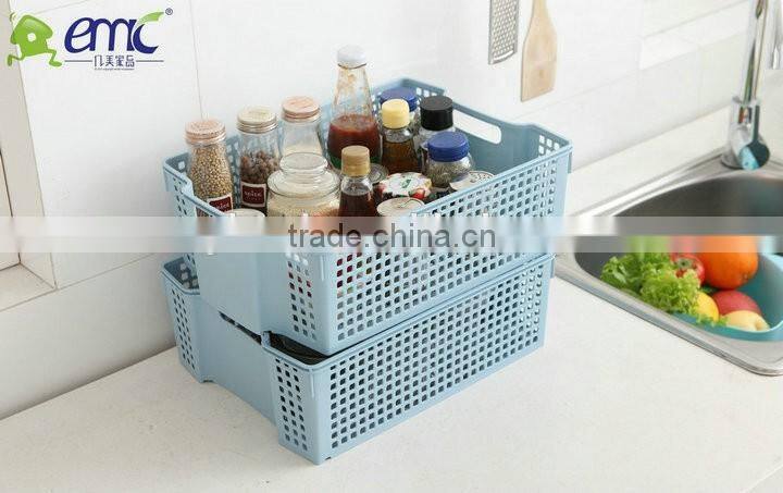 emc creative plastic storage basket, stackable storage basket