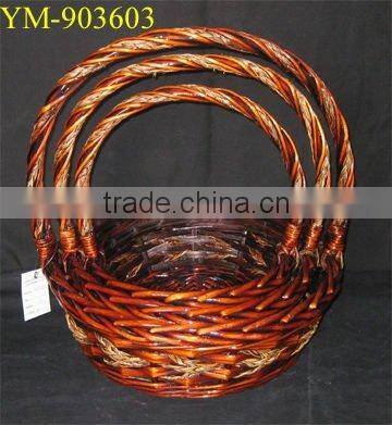 Round Willow Baskets with Handles