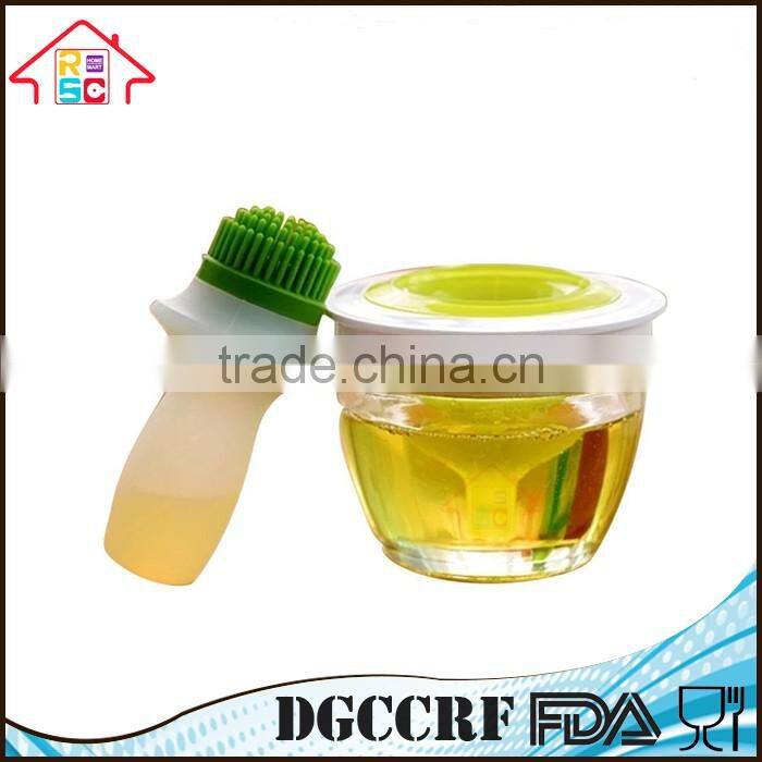 NBRSC High Temperature Resistant Silicone Honey Oil Dispenser Bottle Basting Brush Set for Cooking Baking Pancake Grill BBQ