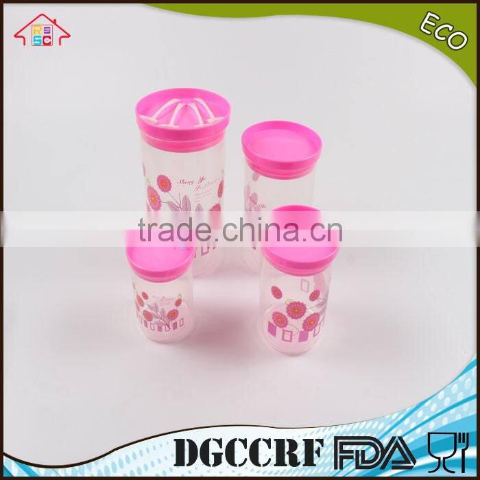 NBRSC Strict Quality Checked 4PCS Pop Round Canister Set Eco-friendly Food Garde Storage Container Set Plastic Storage Container