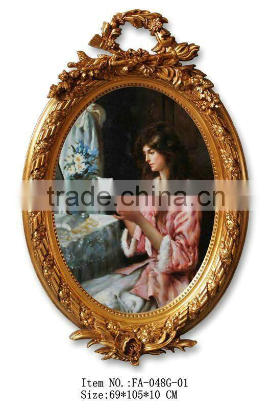 FA-053G-01woman portrait canvas oil painting with frame