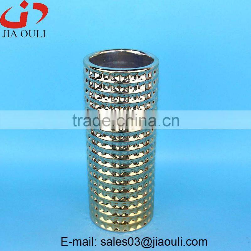Quality plating golden ceramic vases for home decor, tall gold vases
