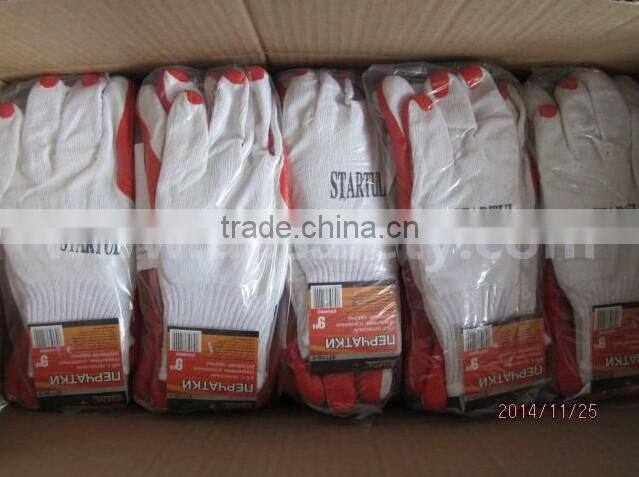 DDSAFETY 2017 Cotton Rubber Working Safety Glove 10 Gauge Bleach Cotton With Red Rubber Glove