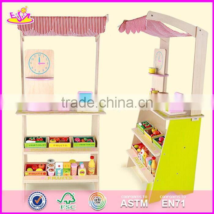 2017 New design funny pretend play wooden kids play supermarket W10A061