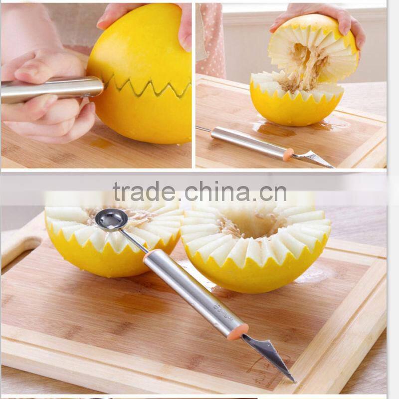 Function Kitchen Tool Fruit Corer Slicer Cutter Peeler Stainless Steel 2 in 1