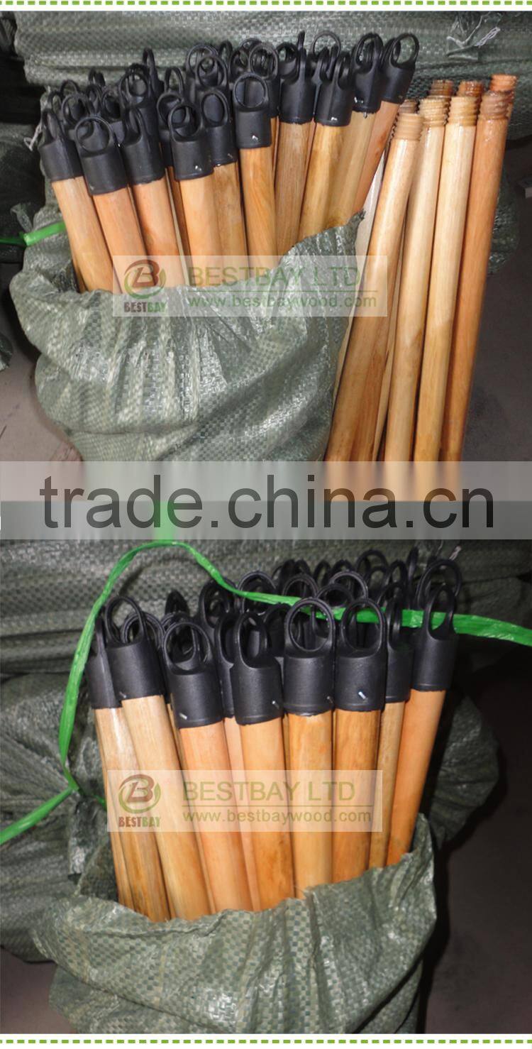 varnish coated wooden broom handle