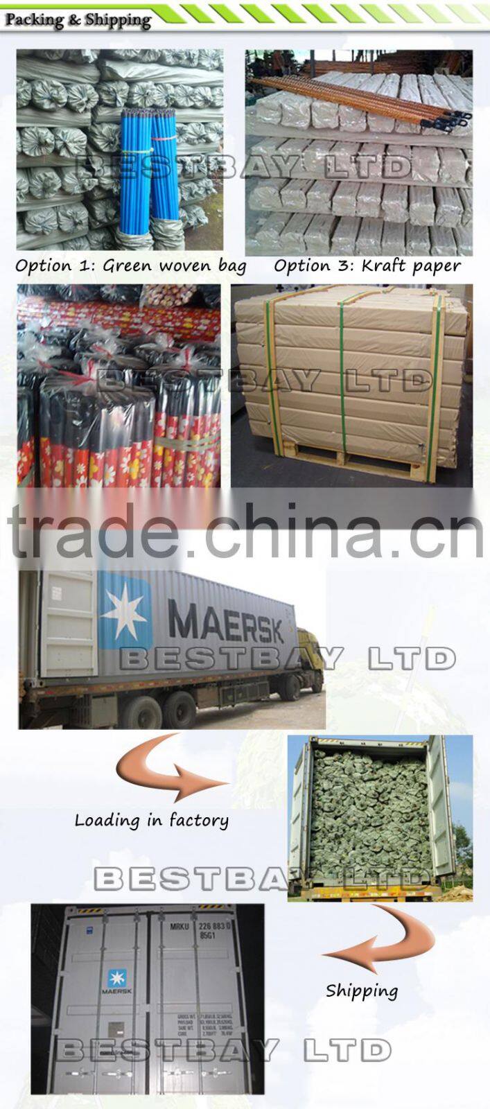 pvc coated wooden stick/plastic broom handle/