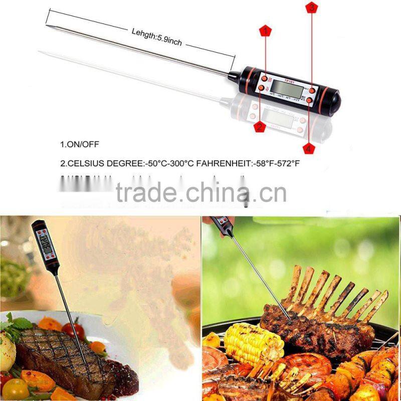 Heat-Resistant 4pcs Silicone Tongs and Food Cooking Thermometer Grill Mat Set