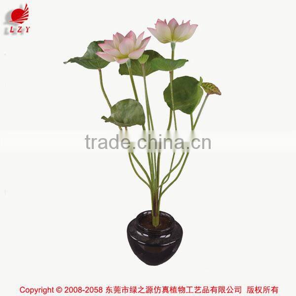 Nearly Nature Artificial 2 Flower Group of Lotus in Pot Bonsai Plant for Indoor decoration