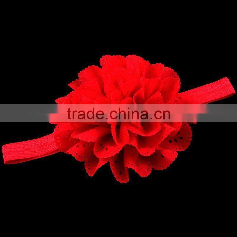Pierced fabric flower hairbands for baby girls