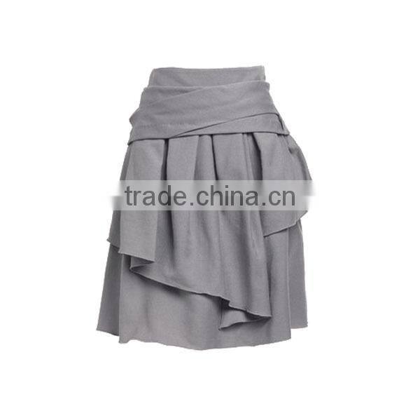 Designer clothing manufacturers in china ladies a-lined pleated grey wrap skirt