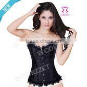 Black Underbust Belt Buckle Front Zipper Corset Tops