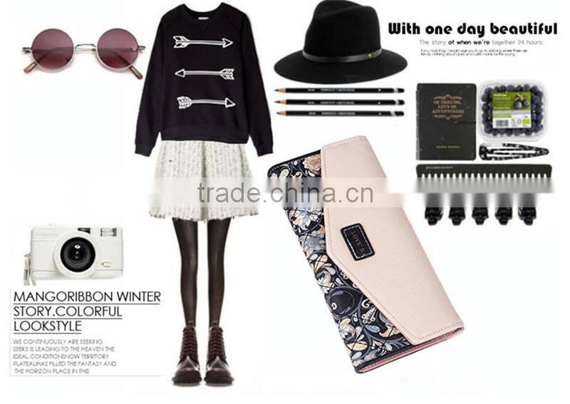 Korean popular style flower soft Envelope wallet purse for women and girls