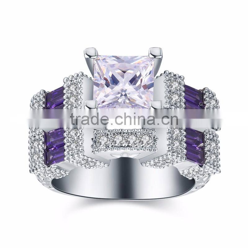 Cheap wholesale beautiful luxury jewelry cubic zircon brass /genuine silver s925 ring set