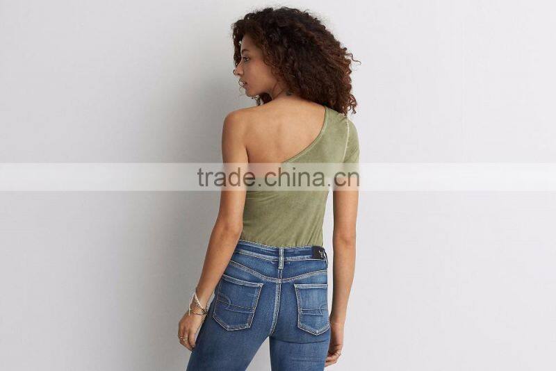 MGOO Sexy One Shoulder T-Shirt Summer Cotton Tank Tops Popular Wholesale Women Fashion Tops