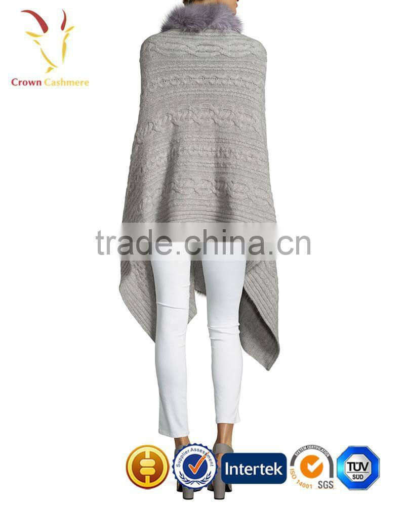 Fur Trimmed Cashmere Cable Shawl Cashmere Shawl With Fur