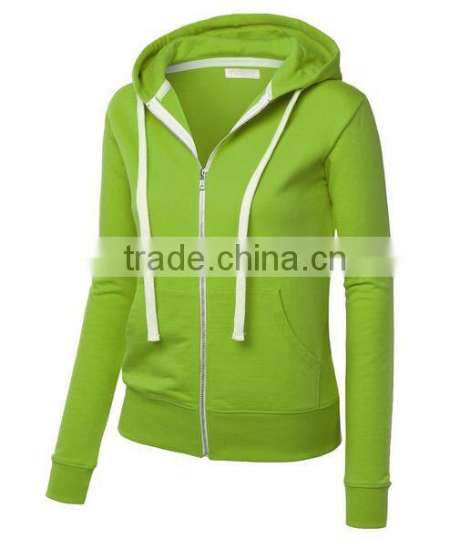 Womens Cotton Long Sleeve Hooded Sweatshirts Zipper