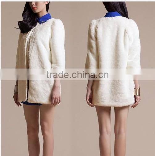 European Style Pure colour woman faux fur overcoat lady rabbit fur witer fashionable coat