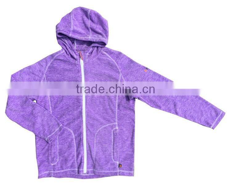Ladies' casual outdoor sport knitted wear melange walking fleece hoodie jacket