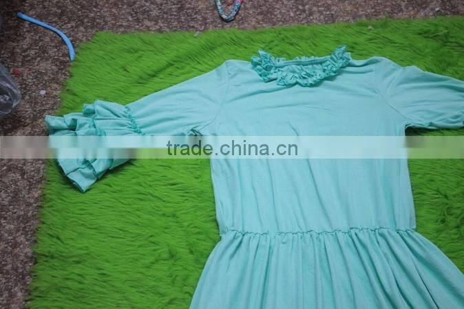 Girl Mint Green Party Dresses Child Cotton Frocks Design Children Ruffle Matching Dresses Toddler Girl Clothing Family