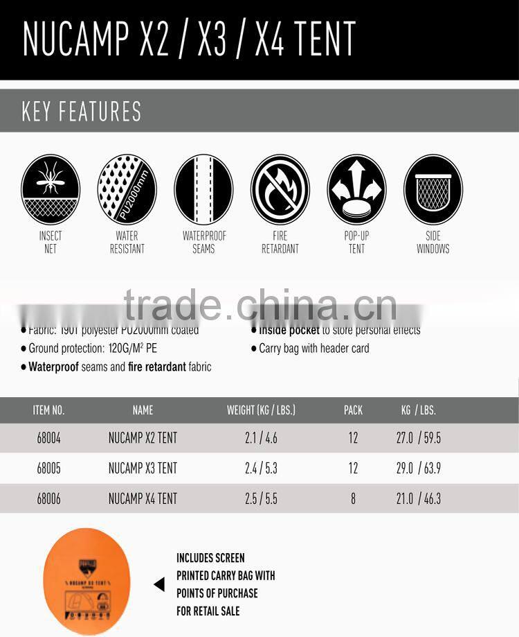 Bestway Orange Quick Opening Two Tents