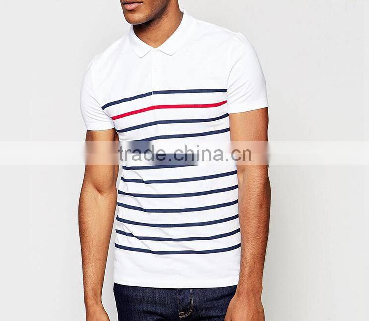 Personalized custom polo shirt high quality man with stripe printing on front