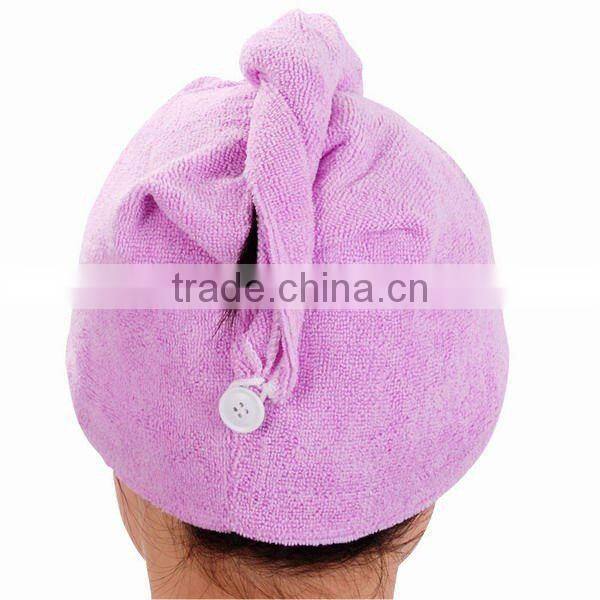 Microfiber warp kintting toweling hair drying cap for ladies