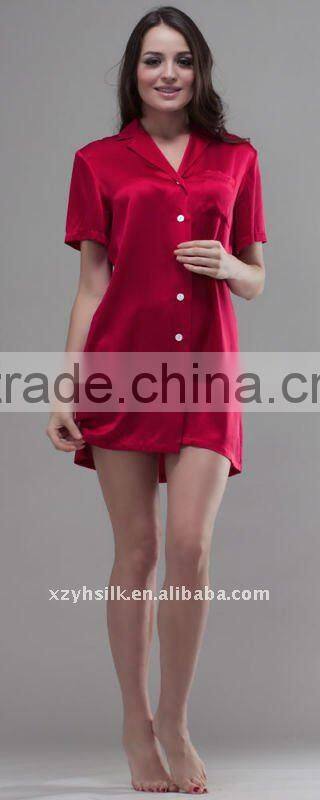 Women's Silk Short Sleeve Nightshirts