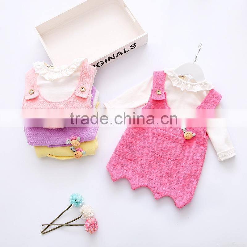 1-4 years girl autumn dress cotton red long sleeve ruffle collar belt dress for kids MHKS05