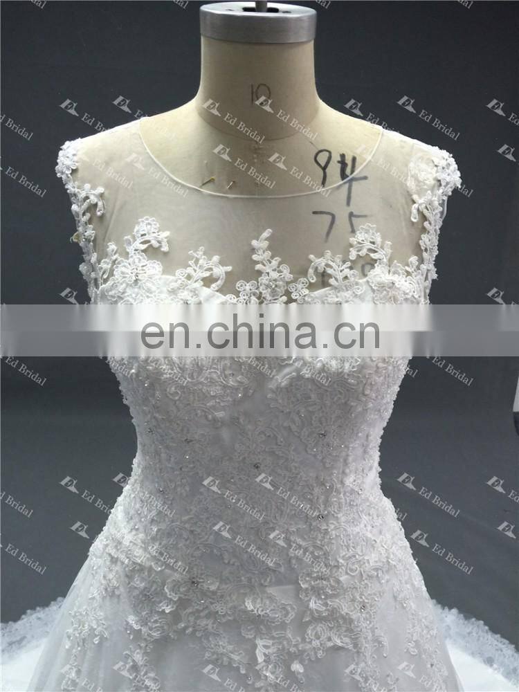 LN10 2016 Lastest Designs China Supplier Reliable Manufacture See Through Back Real Sample Picture Wedding Gown