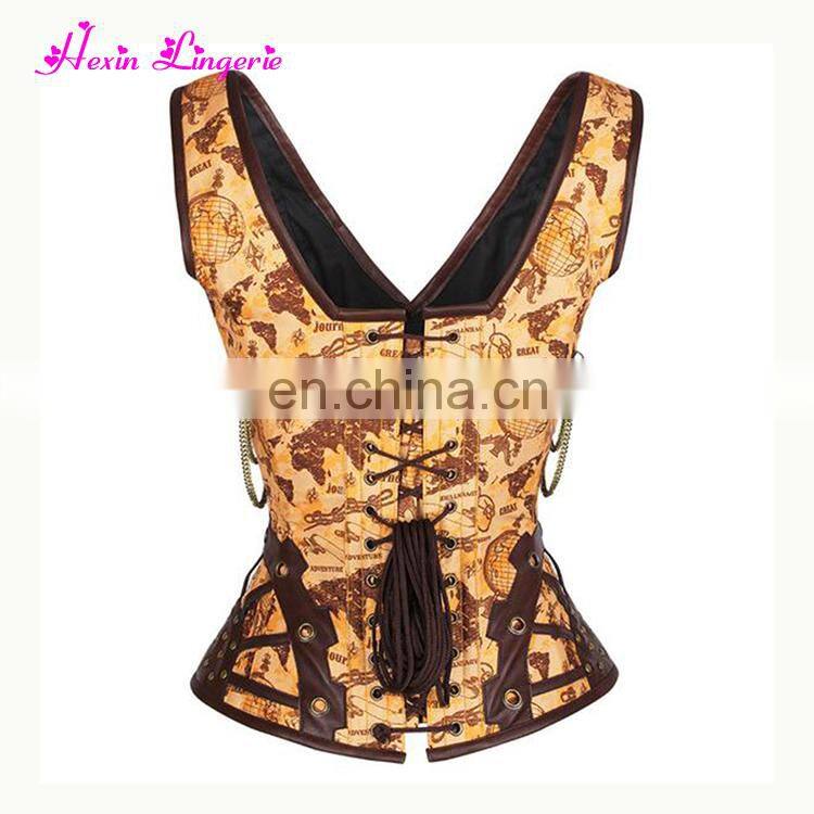 Sexy Yellow Retro button Steel Boned Shapers Women's Corset